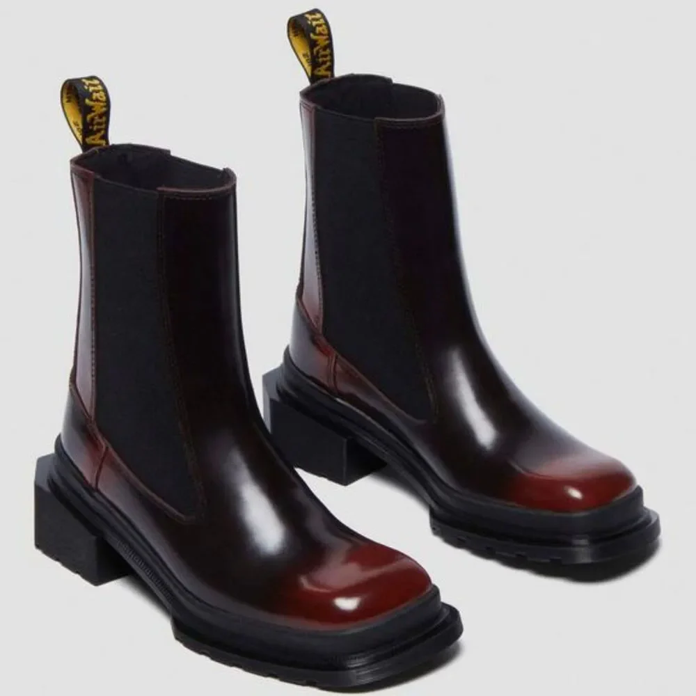 Dr. Martens Maybole Square Toe Black & Cherry Red Arcadia Chelsea Boots UK 5 NIB - Picture 14 of 14